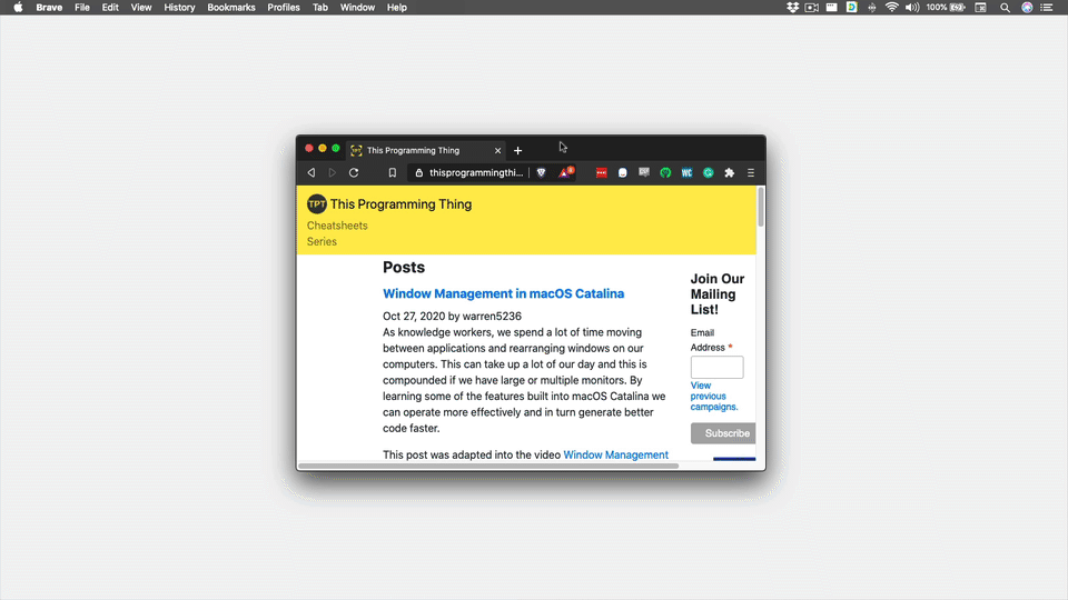 Showing how Rectangle shows an item snapping into position