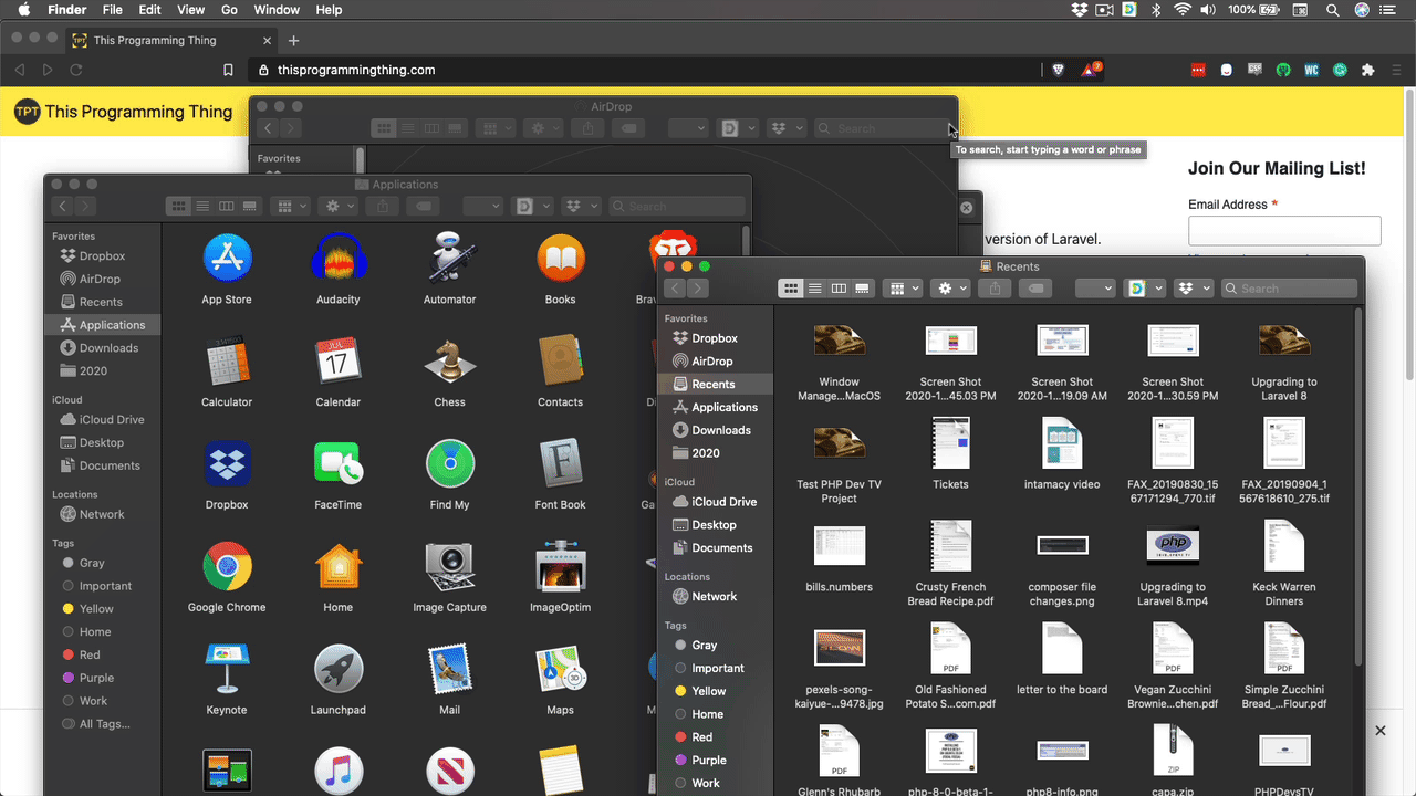Using the yellow button to minimize a window