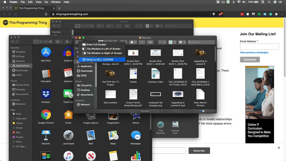 Moving a window from one screen to another
